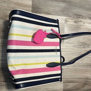 Kate Spade Pink and Blue Striped Tote